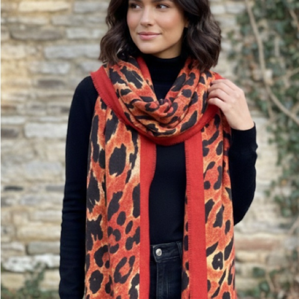 Scarf burnt orange & black made in Italy FREE with any $35 purchase